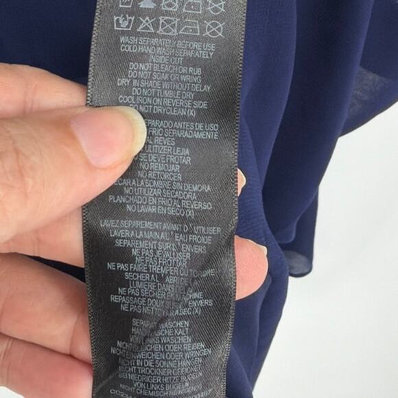 City Chic Sequin Dress 18 Navy Chiffon Holiday Cocktail Wedding Flutter Cruise - Picture 12 of 12